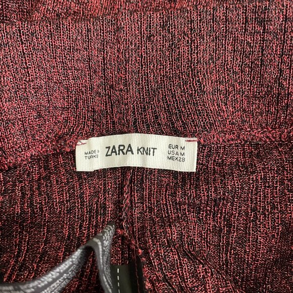2/$30 ZARA Knit Wide Leg Pullon Palazzo Pants Elastic Waist Red Medium #5737 - Picture 8 of 12
